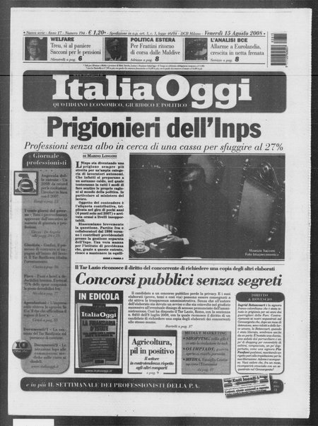 Italia oggi : quotidiano di economia finanza e politica